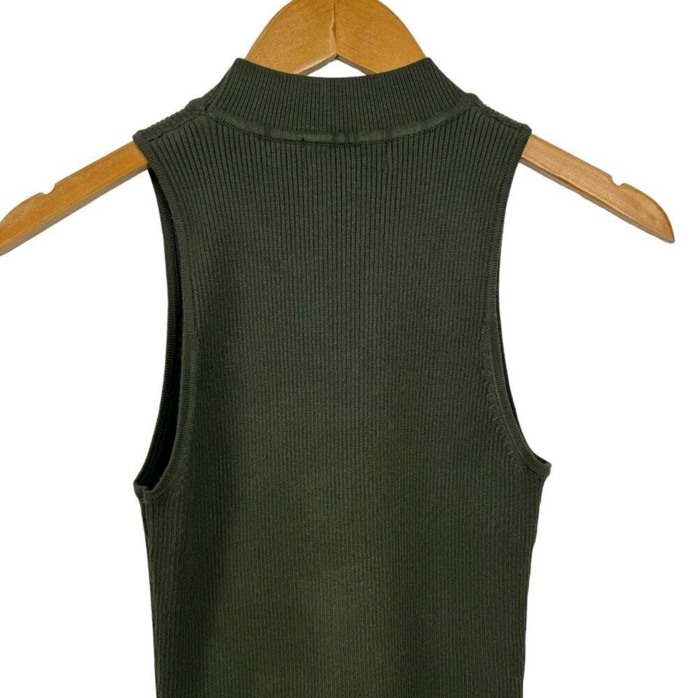 House of Harlow 1960 Sleeveless Mock Neck Ribbed Midi Dress Forest Green Small - Picture 9 of 16
